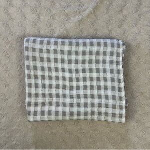 Kohl's Cares Gray White Gingham Plaid Baby Swaddle Blanket Muslin Checkered